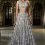 Champagne Mirror Work Lehenga Set