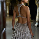 Champagne Mirror Work Lehenga Set