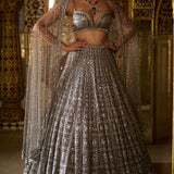 Charcoal Grey Sequin Lehenga Set