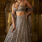 Charcoal Grey Sequin Lehenga Set