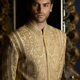 Cream Gold Sherwani Set