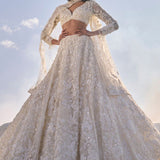 Cream Three-Dimensional Lehenga Set