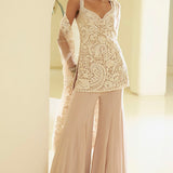Dusty Pink Pearl Sharara Set