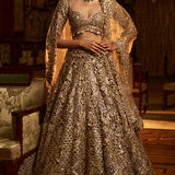 Gold Cut Work Lehenga Set