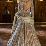 Gold Silver Tissue Jacket Lehenga Set
