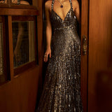 Gun Metal Sequin Gown