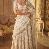 Ivory Gold Lehenga Saree Set
