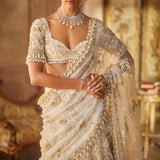 Ivory Gold Lehenga Saree Set