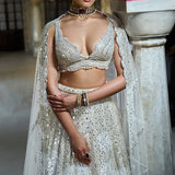 Ivory Mirror Work Lehenga Set