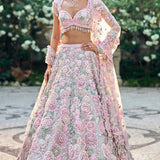 Mint Green Multi-Coloured Floral Lehenga Set