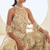 Nude Three-Dimensional Sharara Set