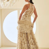 Nude Three-Dimensional Sharara Set