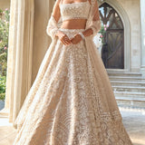 Nude Cream Abstract Dori Lehenga Set