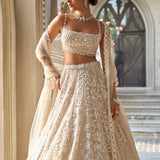 Nude Cream Abstract Dori Lehenga Set