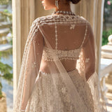 Nude Cream Abstract Dori Lehenga Set