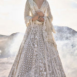 Nude Cream Abstract Dori Lehenga Set