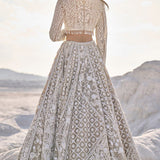 Nude Cream Abstract Dori Lehenga Set