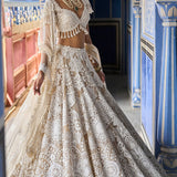 Nude Cream Abstract Lehenga Set