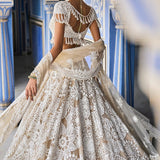 Nude Cream Abstract Lehenga Set