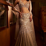 Nude Crystal Skirt Set