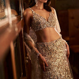 Nude Crystal Skirt Set