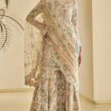 Nude Floral Sharara Set
