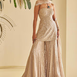 Nude Mirror Work Sharara Set