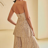 Nude Mirror Work Sharara Set