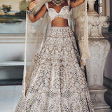 Nude Pearl Cut Work Lehenga Se
