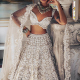 Nude Pearl Cut Work Lehenga Se