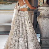 Nude Pearl Cut Work Lehenga Se