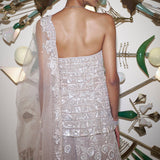 Off-Shoulder White Sharara Set