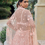 Peach Three-Dimensional Lehenga Set