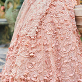 Peach Three-Dimensional Lehenga Set