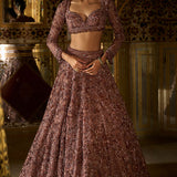 Plum Crystal Lehenga Set