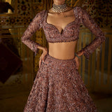 Plum Crystal Lehenga Set