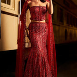 Red Corset Skirt Set