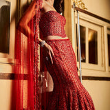 Red Corset Skirt Set