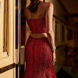 Red Corset Skirt Set