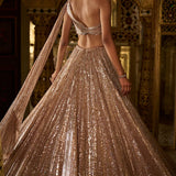 Rose Gold Sequin Lehenga Set