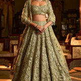 Sage Green Cut Work Lehenga Set