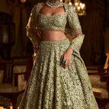 Sage Green Cut Work Lehenga Set