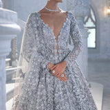Silver Cut Work Jacket Lehenga Set