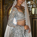 Silver Cut Work Lehenga Set