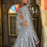 Silver Cut Work Lehenga Set
