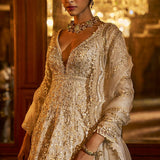 Silver Gold Jacket Lehenga Set