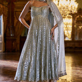 Silver Gold Tissue Sharara Set