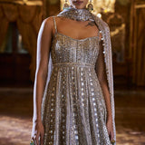 Silver Gold Tissue Sharara Set