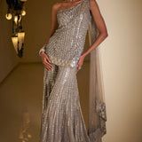 Silver Grey Sequin Sharara Set