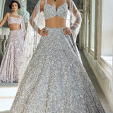 Silver Sequin Lehenga Set